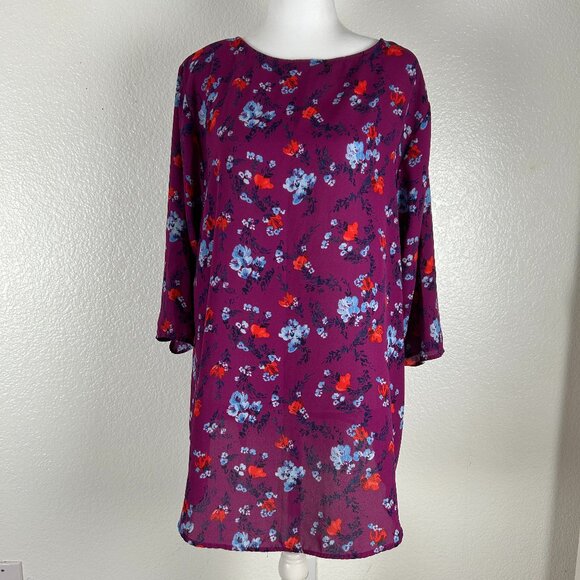 Ava & Viv Floral Fuchsia Top Tunic Plus Size 1X Gorgouse for Summer - Picture 1 of 9